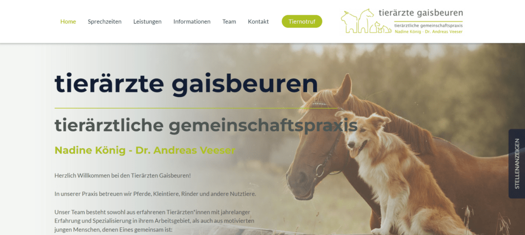 Webseite Tierärzte Gaisbeuren